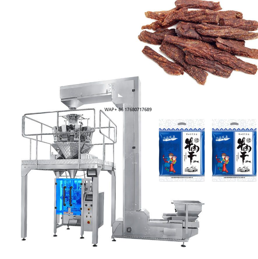 Jerky Beef Pack - Automatische Multihead-Wiege, vertikale Verpackungsbeutelfüllung, Lebensmittel, Huhn,