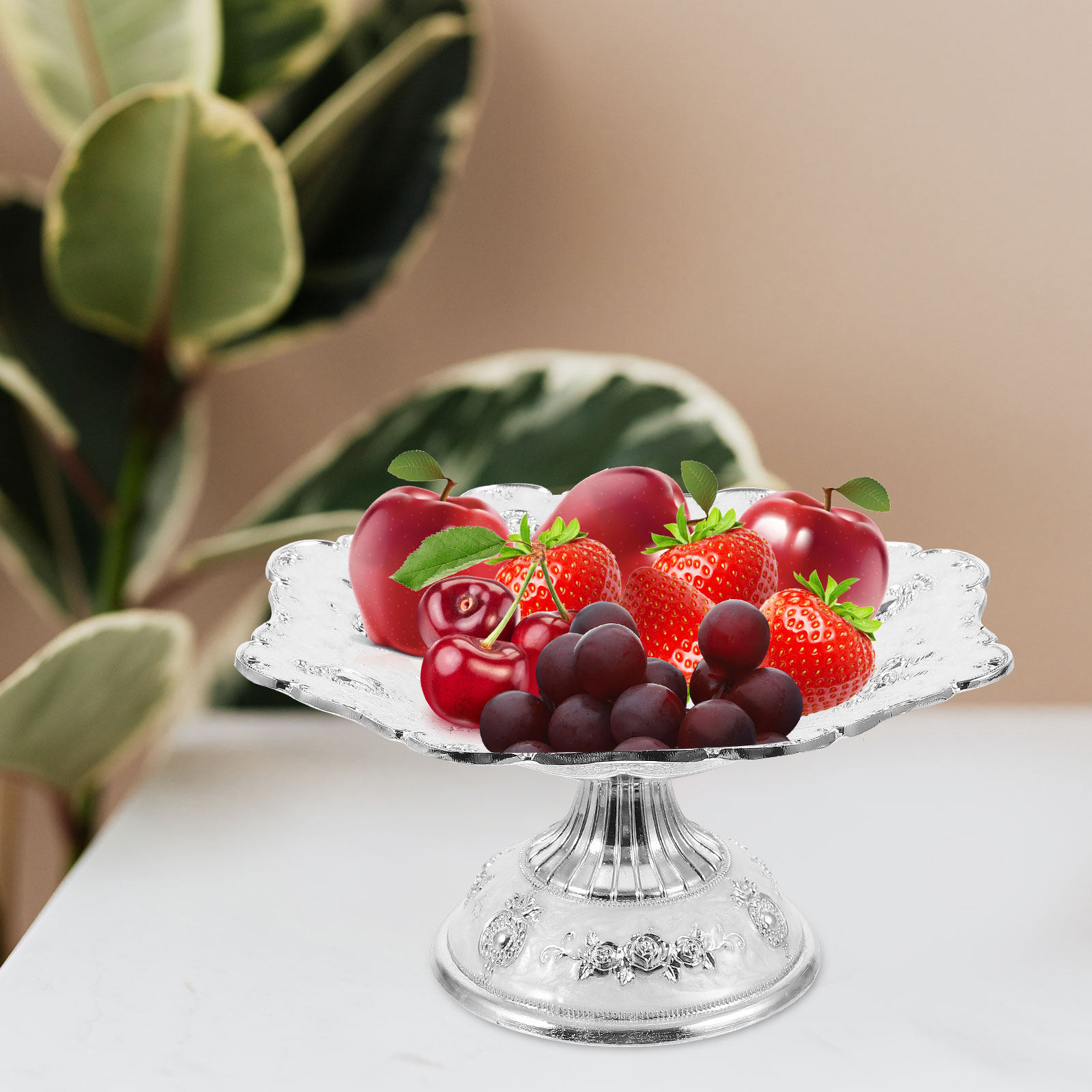 Zinc Food Snacks - Europäischer Stil Silberne Obstplatte aus Zinklegierung