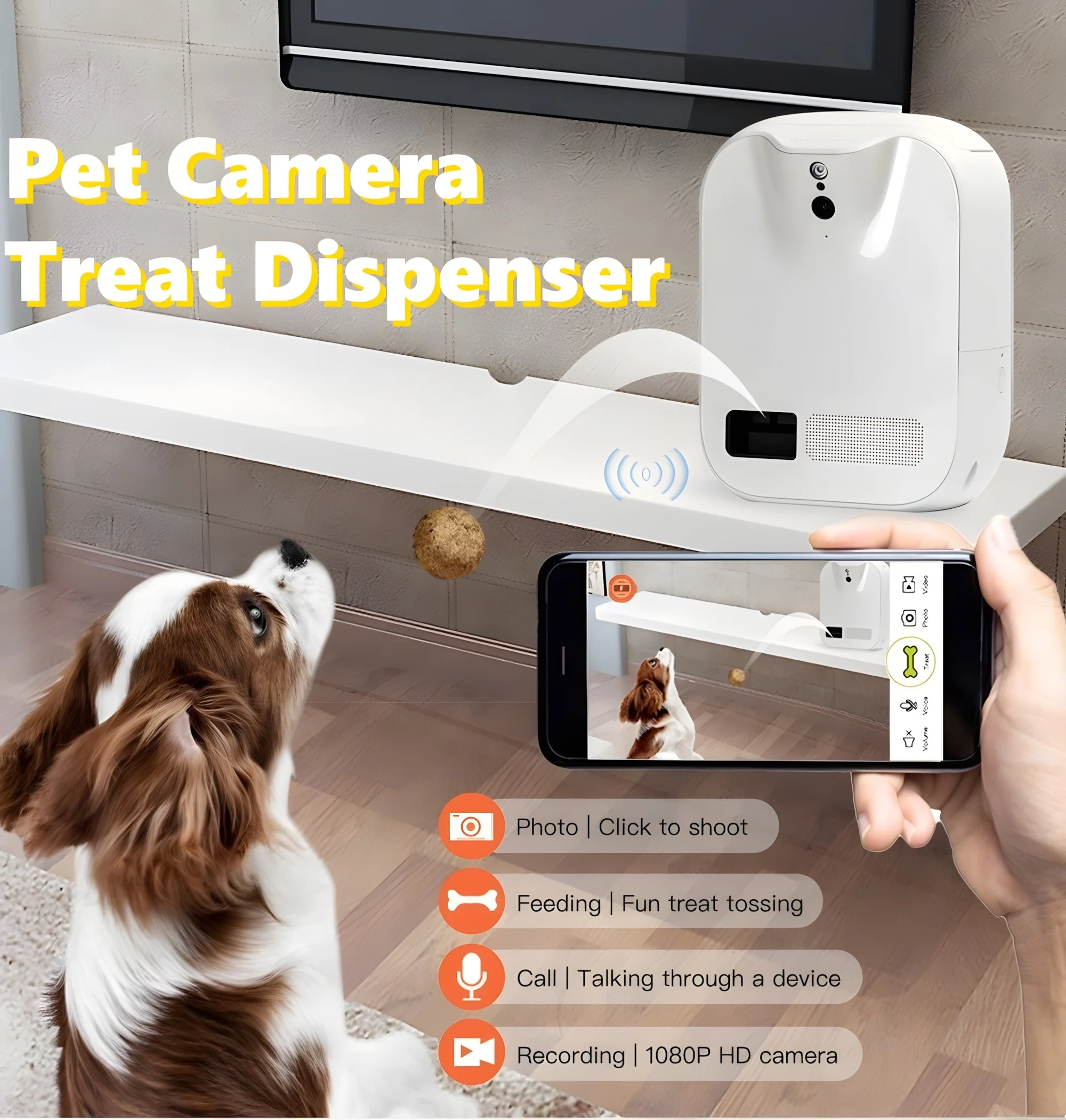 Snacks Food Video - Intelligente Futterkamera für Haustiere, APP-Steuerung, Echtzeit-Videoüberwachung
