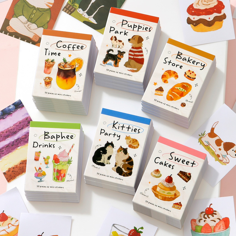 Junk Food Snacks - Taschengroßes Stickerbuch mit Kaffee-, Kuchen- und