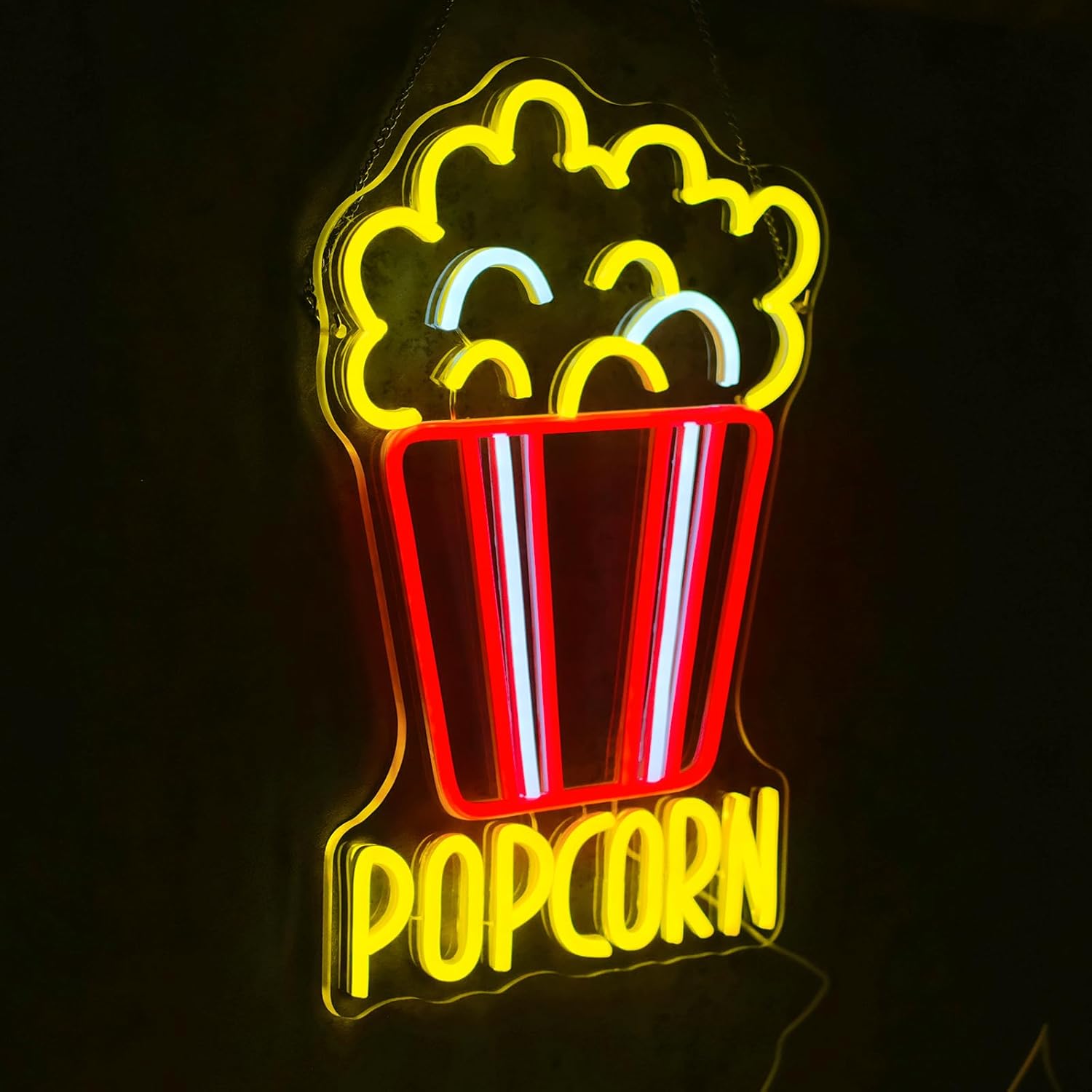 Popcorn-Leuchtreklame, dimmbar – Snacks Food Video Bewertung und Preis