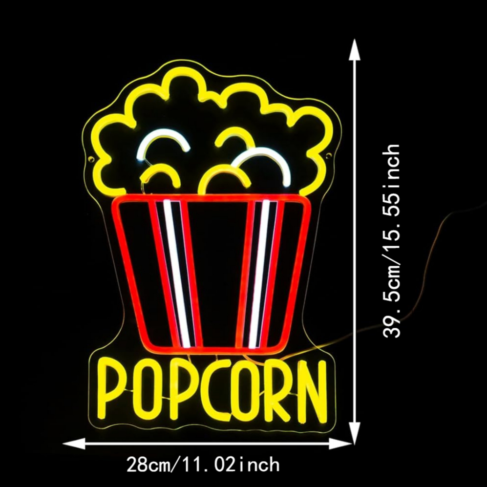 Popcorn-Leuchtreklame, dimmbar – Snacks Food Video Bewertung und Preis