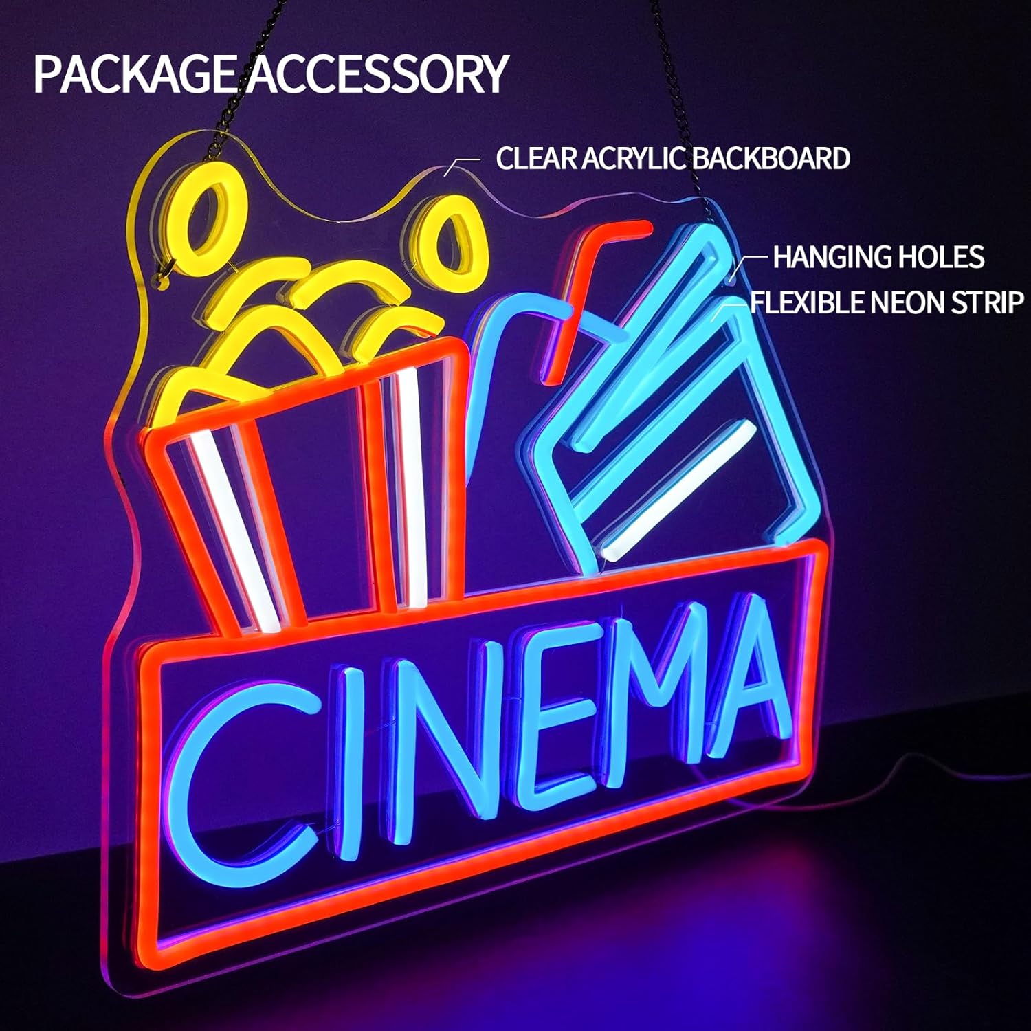 Popcorn Neon-Schild Dimmbares  – Snacks Food Video Bewertung und Preis