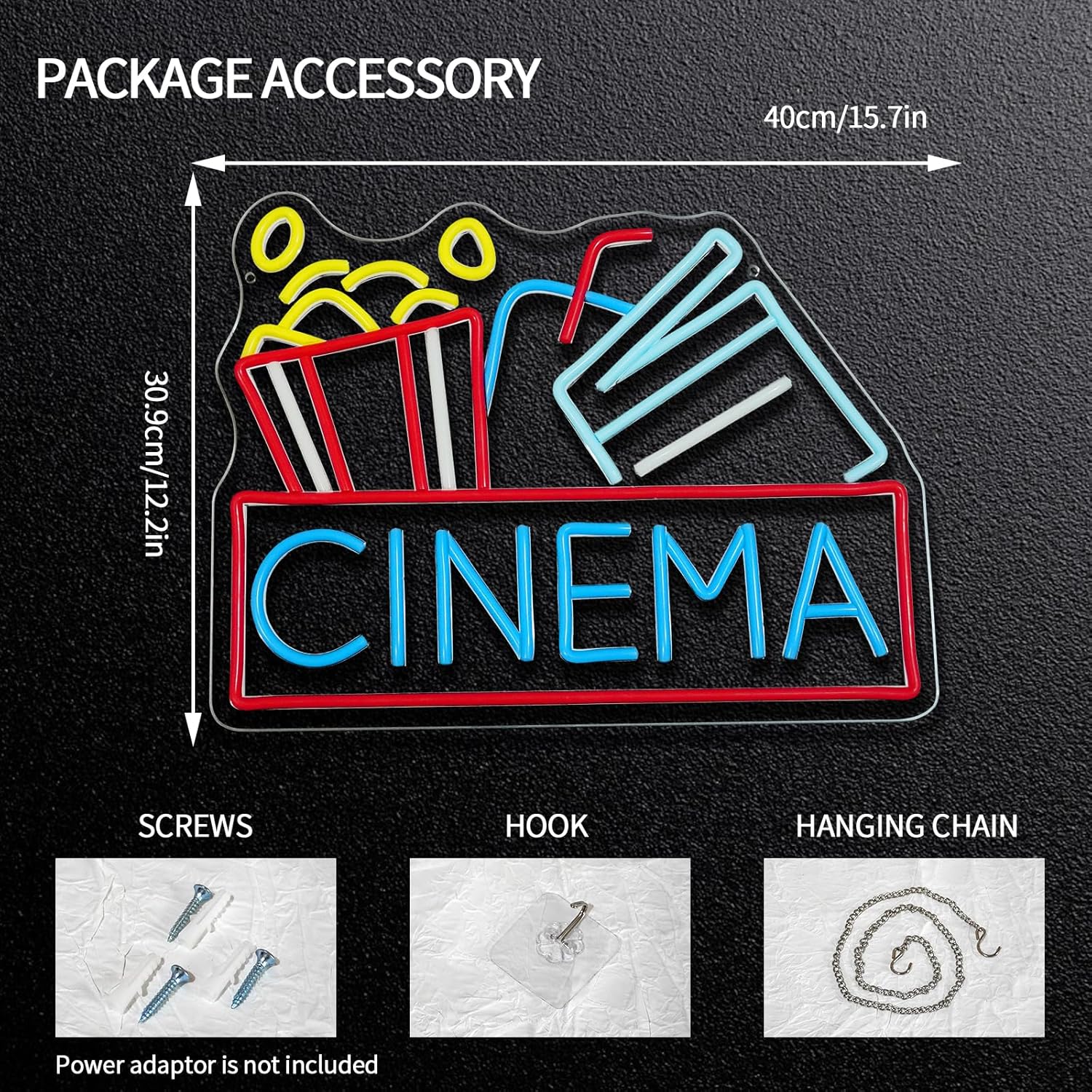 Popcorn Neon-Schild Dimmbares  – Snacks Food Video Bewertung und Preis